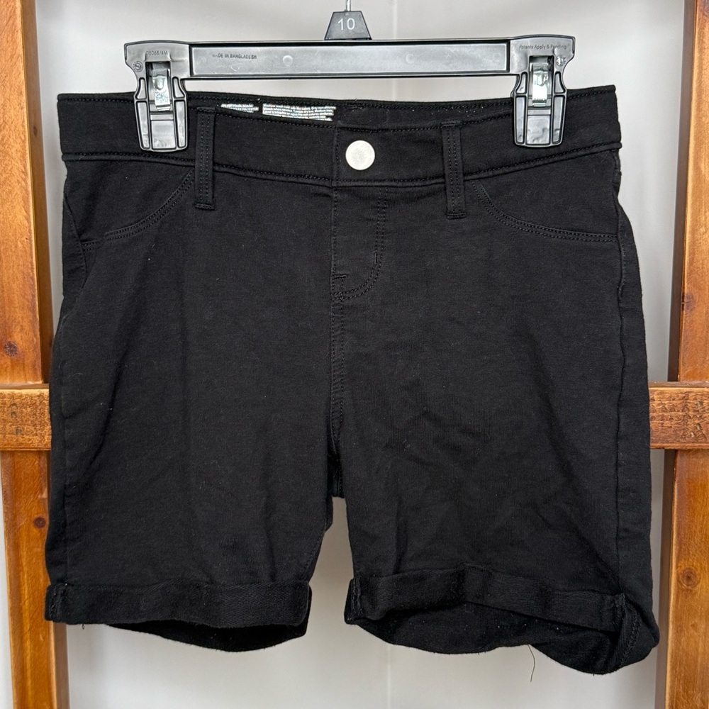 Wonder Nation Black Knit Shorts with Cuffed Hem